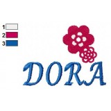 Dora Flowers Logo Embroidery Design 02